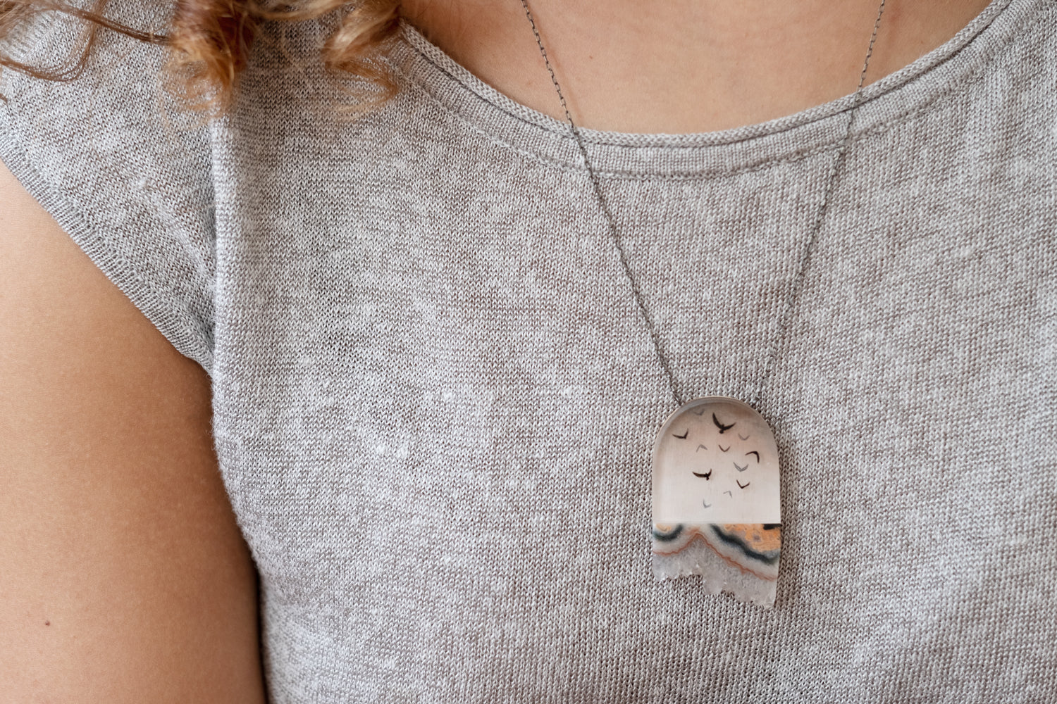 Model wearing Crystal Flock Necklace