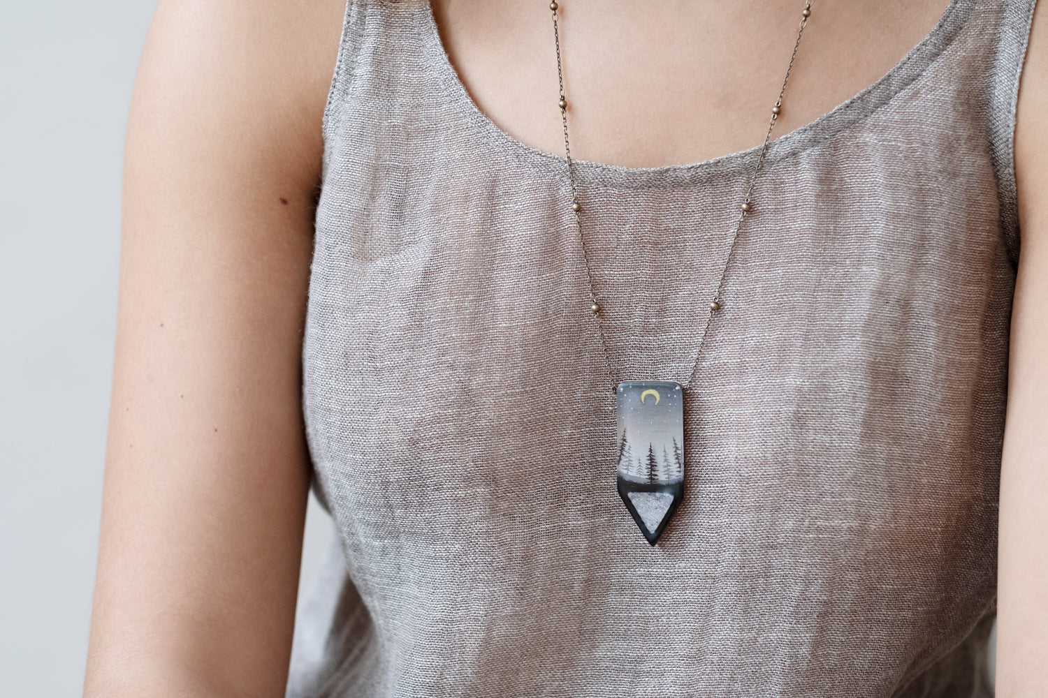 Model wearing Druzy Forest Necklace