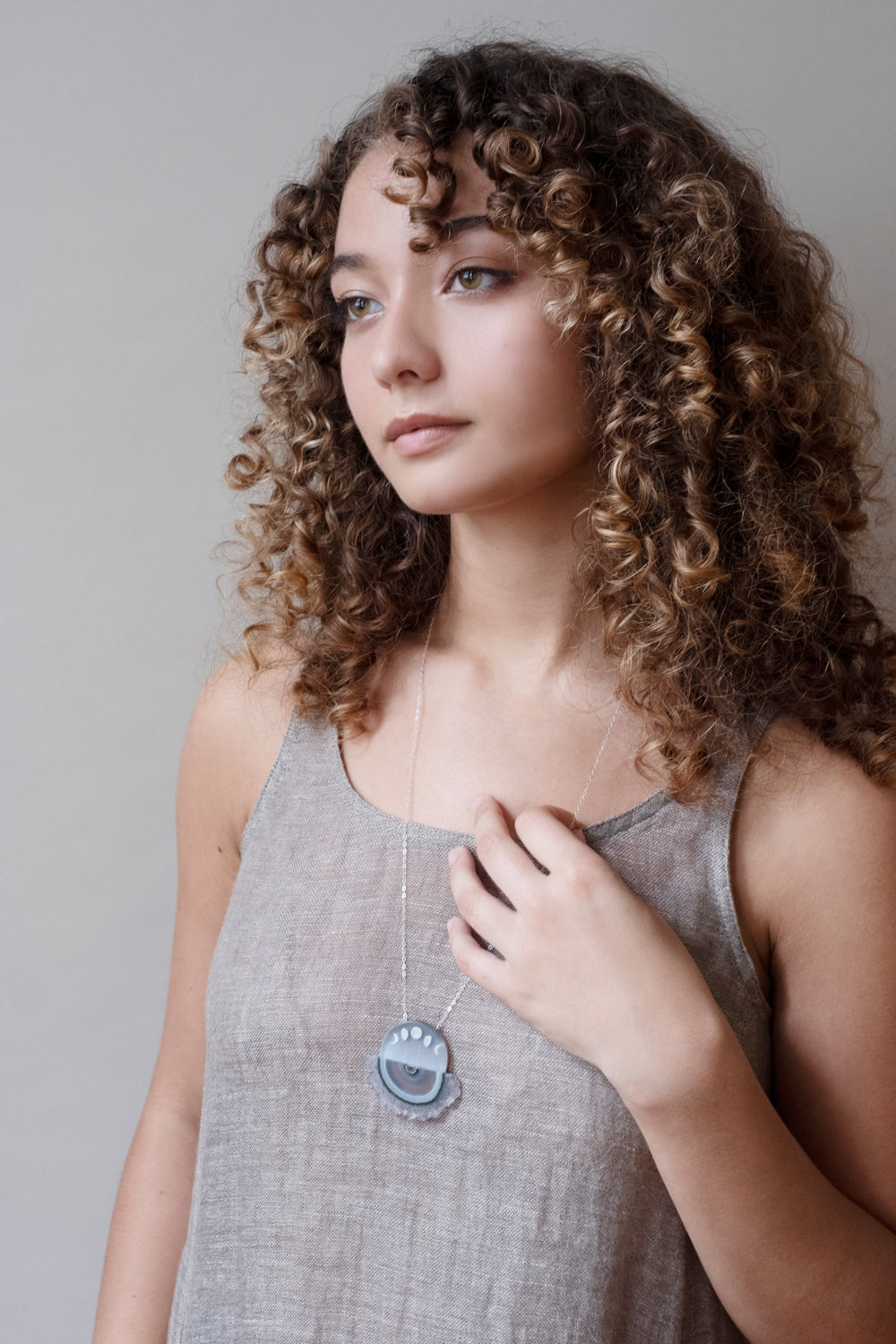Model wearing Crystal Phases Necklace