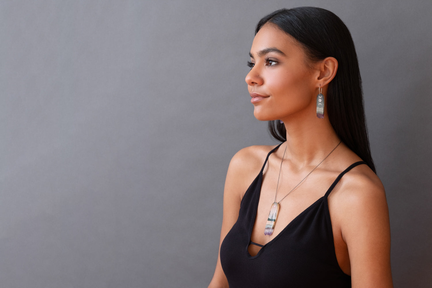 Moons Earrings and Fire Necklace