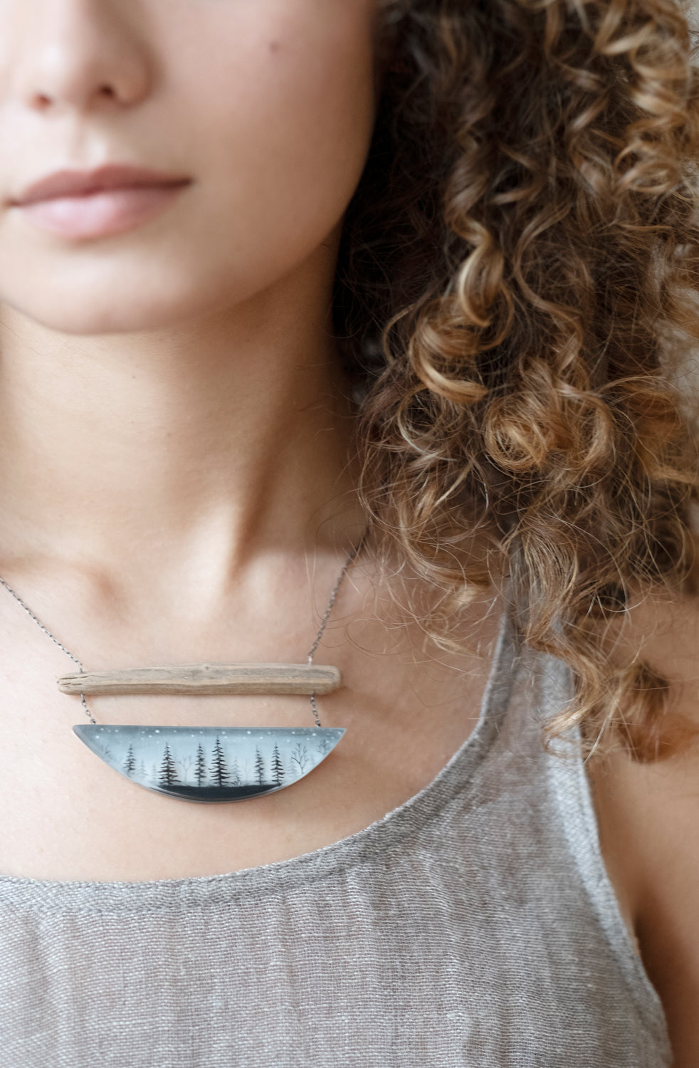 Model wearing Woods Necklace