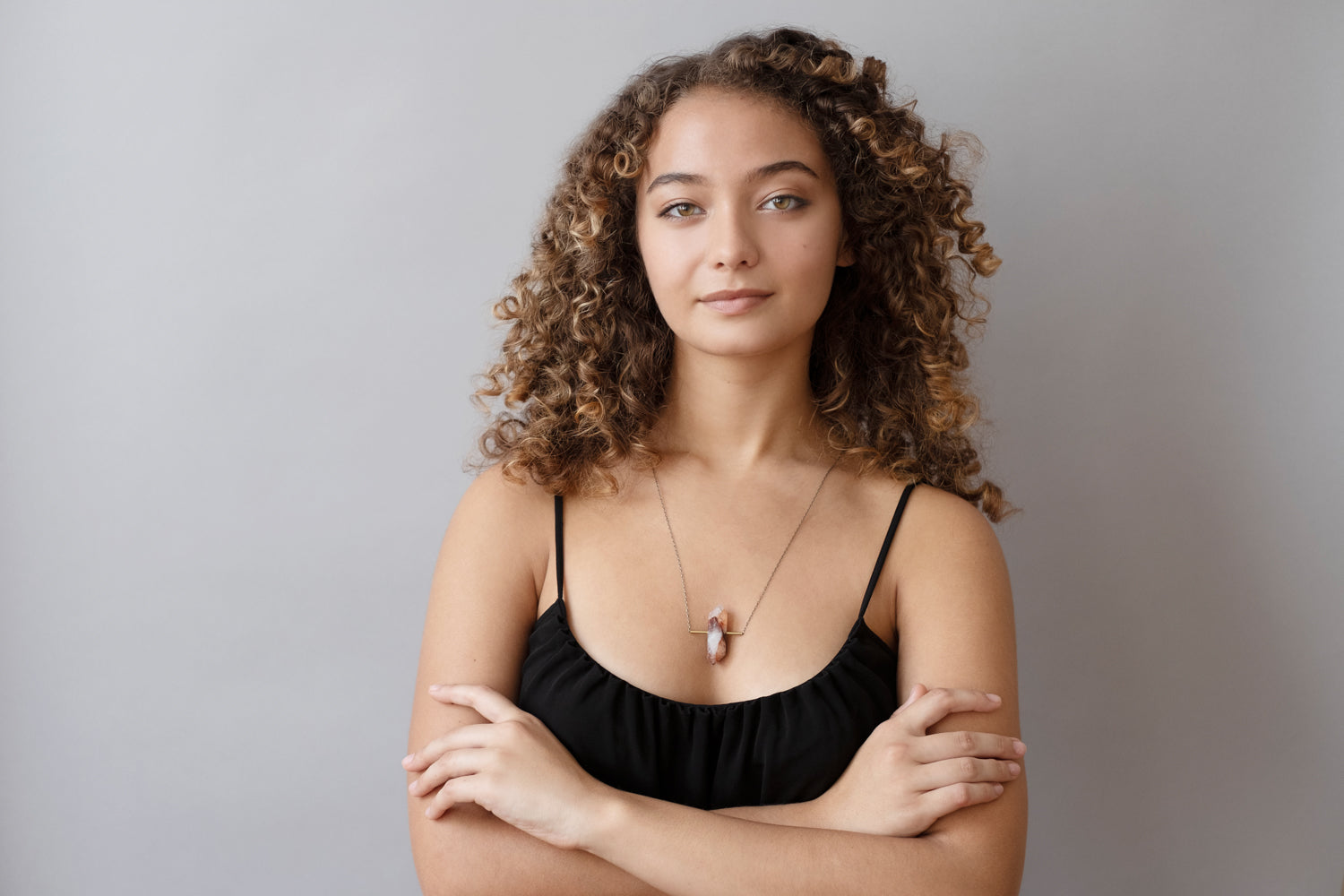 Model wearing Hematoid Quartz Necklace
