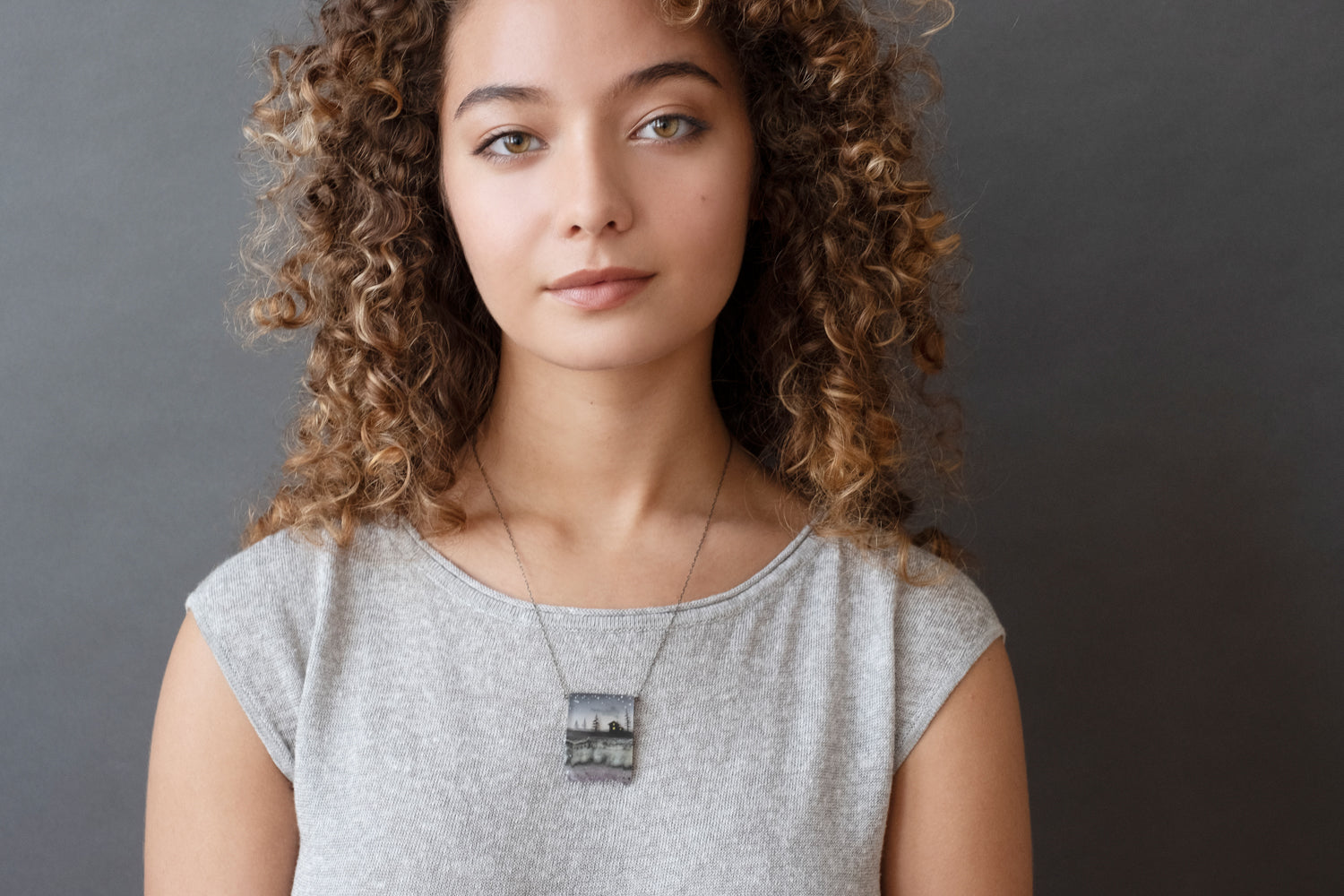 Model wearing Crystal Home Necklace