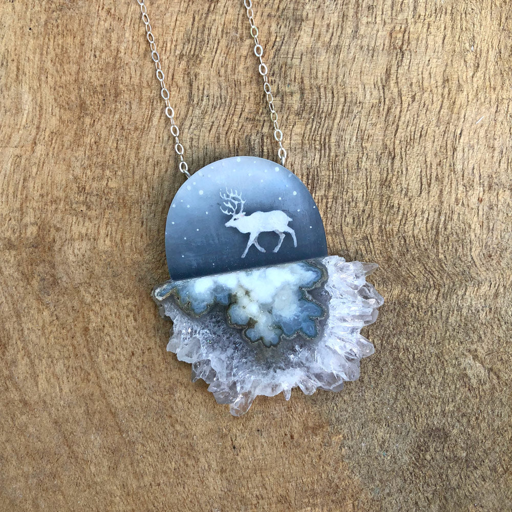 Crystal Caribou Necklace