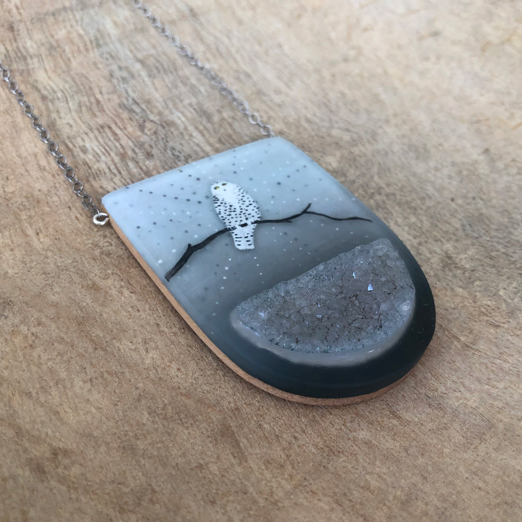 Snowy Owl Necklace Side