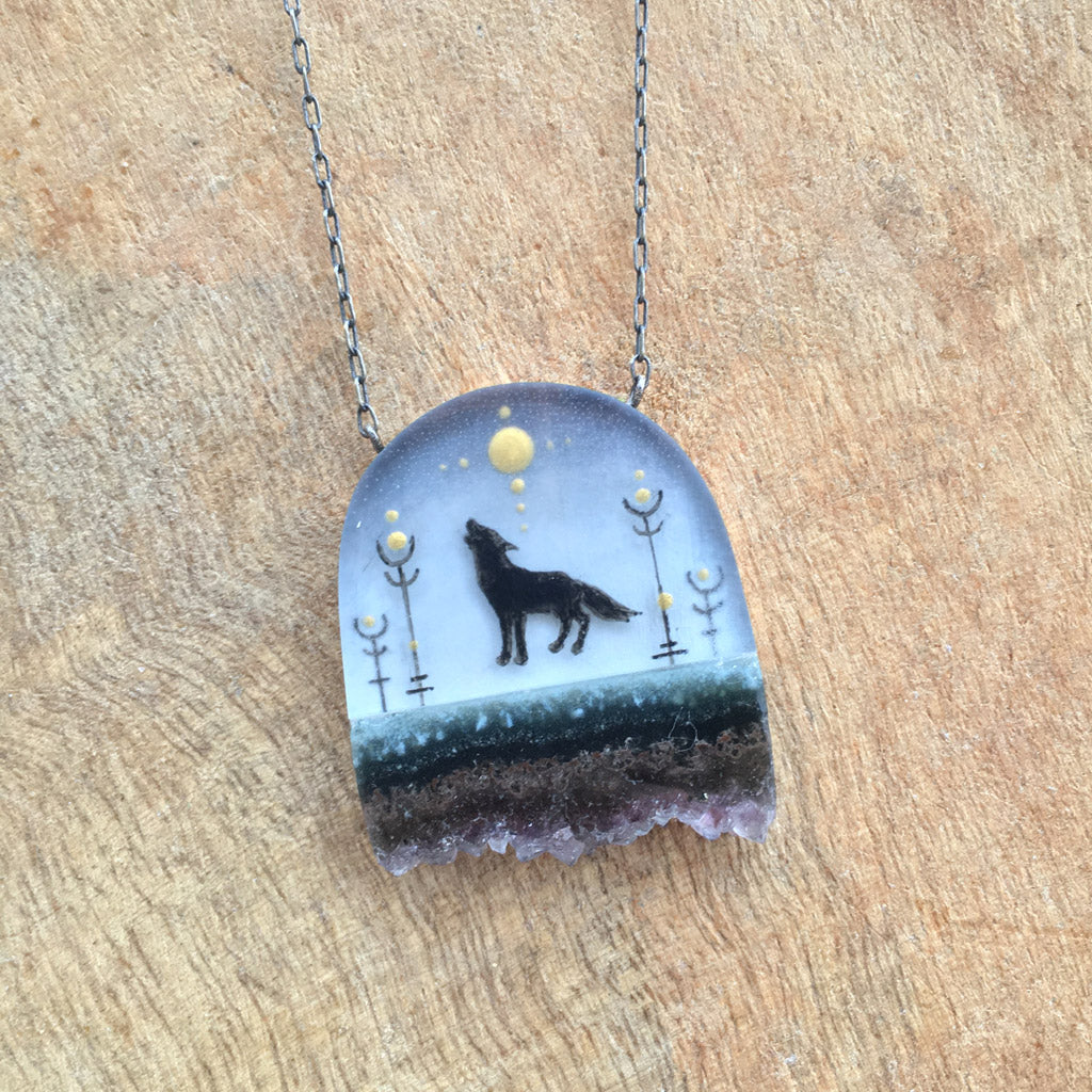 Crystal Wolf Necklace