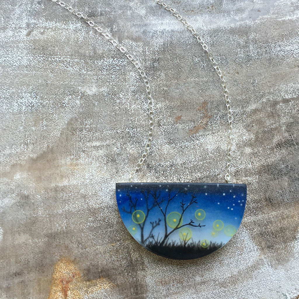 Half moon fireflies necklace