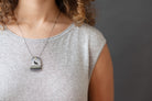 Model wearing Crystal Wolf Necklace