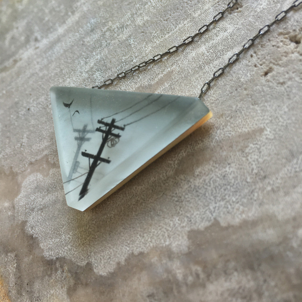 Gray lines necklace side view