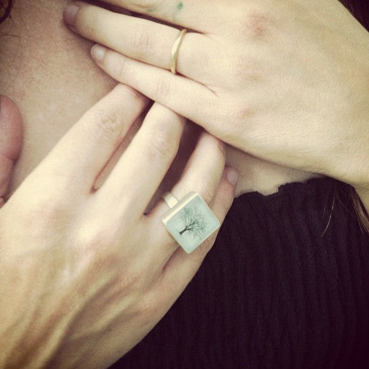 Model wearing tree ring